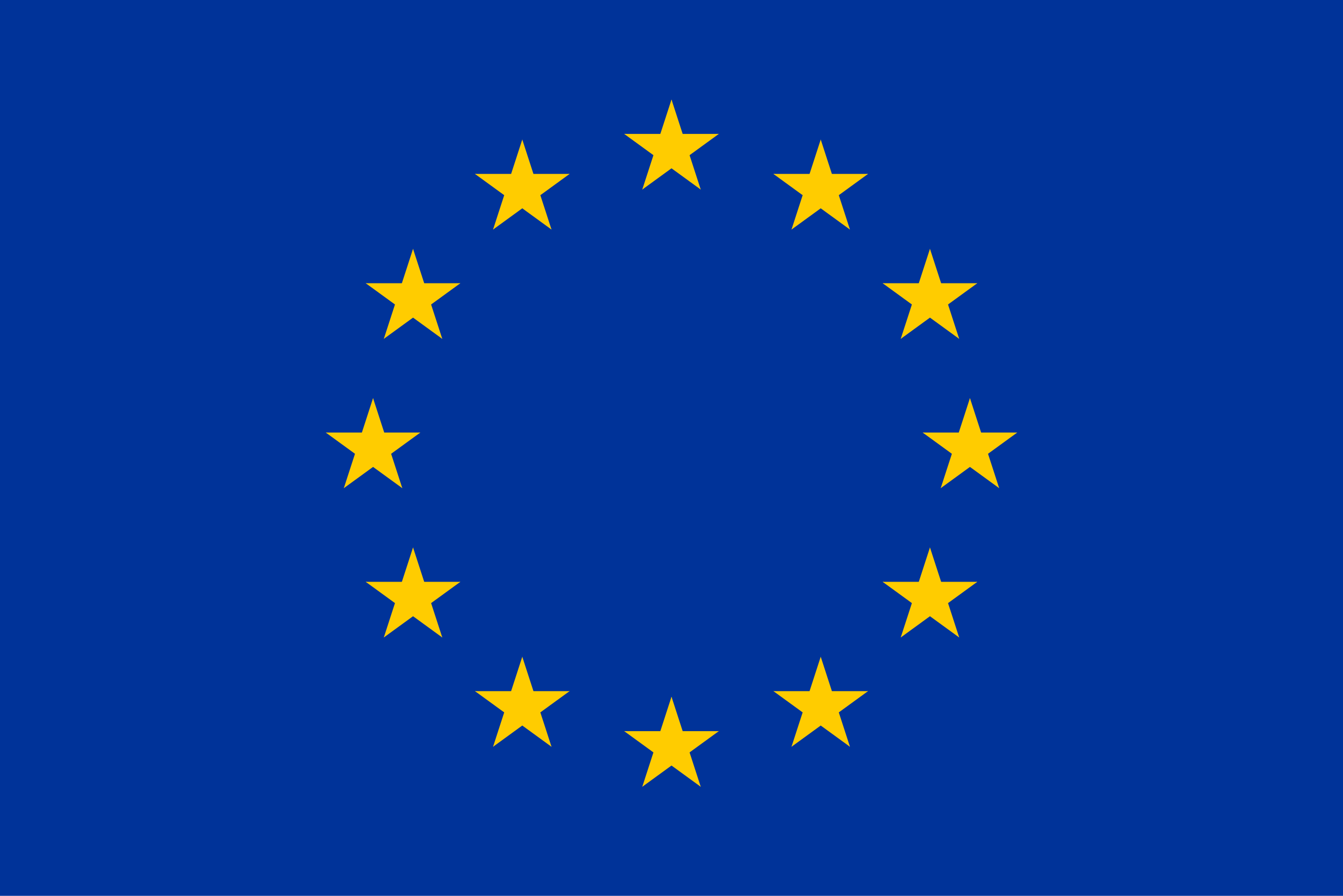 Flag of the European Union, displaying its 12 golden stars on a blue background