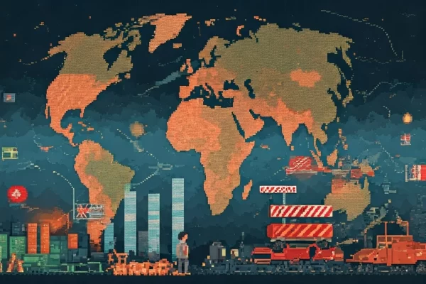 Pixel art of global trade dynamics