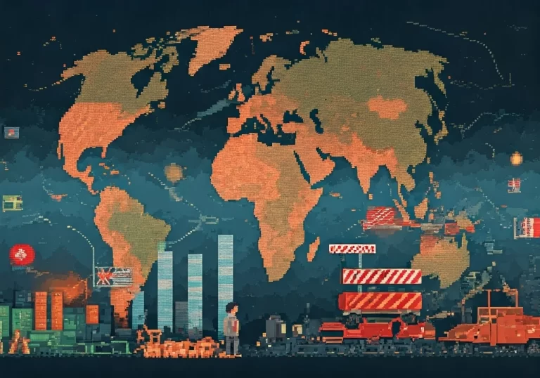 Pixel art of global trade dynamics