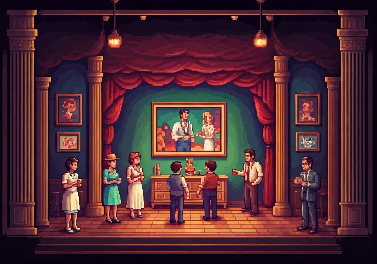 Vibrant soap opera set in pixel art