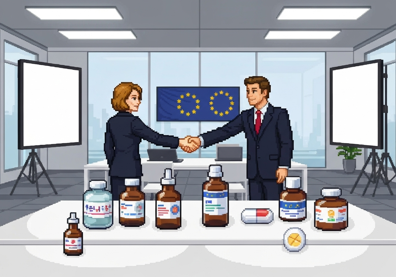 Diplomats from Europe and the US agreeing to a deal