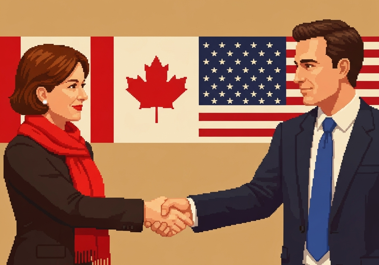 Diplomats from Canada and the US having a dealr